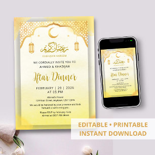Traditioneel islamitisch patroon Gouden Iftar-dine Kaart