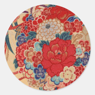 Traditioneel Japans fabric-ontwerp Ronde Sticker