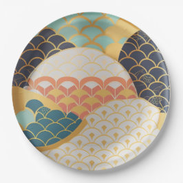 Traditioneel Japans kleurrijk keramisch ontwerp Papieren Bordje