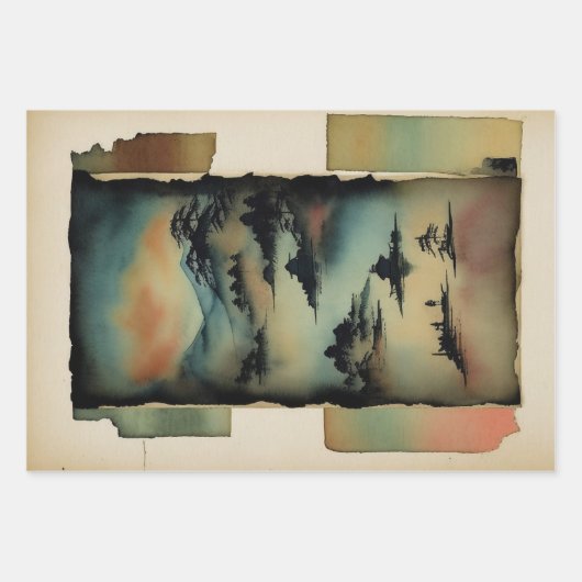 Traditioneel Japans landschap Verf ephemera No1 Inpakpapier Vel (Voorkant 3)