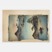 Traditioneel Japans landschap Verf ephemera nr. 12 Inpakpapier Vel (Voorkant)
