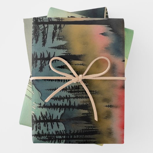 Traditioneel Japans landschap Verf ephemera nr. 14 Inpakpapier Vel (In situ)