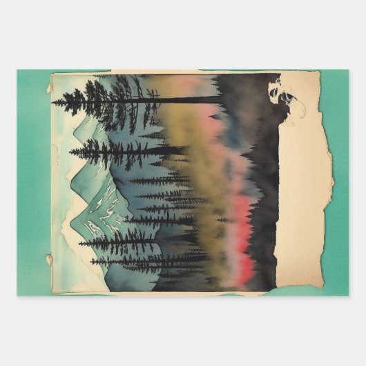 Traditioneel Japans landschap Verf ephemera nr. 14 Inpakpapier Vel (Voorkant)