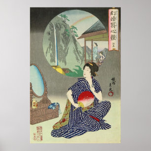 Traditioneel Japans Poster van Geisha Woodprint