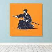 Traditioneel Japans Samurai schilderCanvas afdrukk Canvas Afdruk (Insitu (Houten vloer))