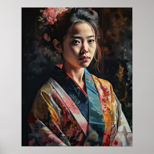 Traditioneel Japans Vrouw Art Print Poster