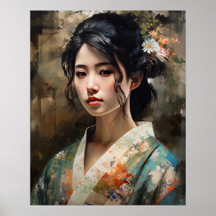 Traditioneel Japans Vrouw Art Print Poster