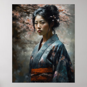 Traditioneel Japans Vrouw Art Print Poster