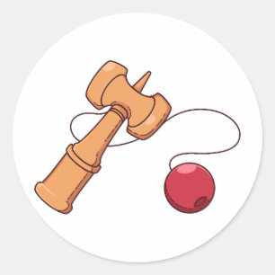 Traditioneel Japanse Kendama Houten Speelgoed Stic Ronde Sticker