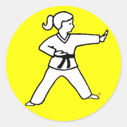 Traditioneel Karate Kind 4 op gele stickers (Voorkant)