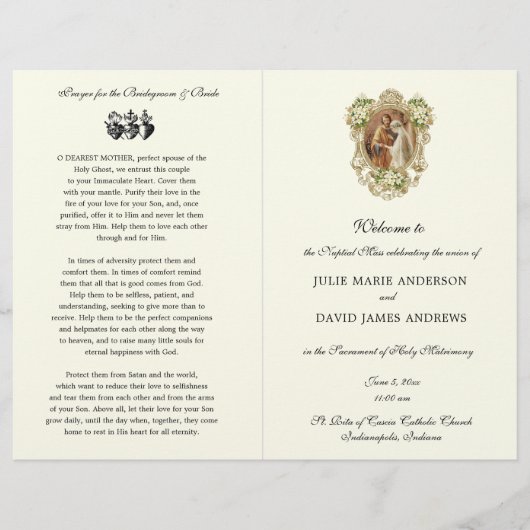 Traditioneel Katholiek Latijn Mis Huwelijk Program (Voorkant)