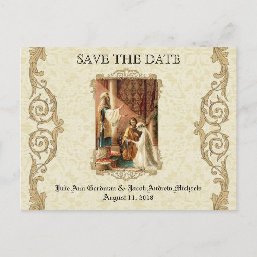 Traditioneel Katholiek SAVE THE DATE Bruiloft Aankondigingskaart (Voorkant)