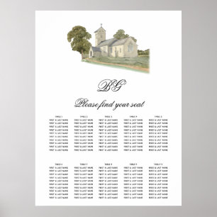 Traditioneel Kerk Monogram Trouwzaalstoelen Chart Poster