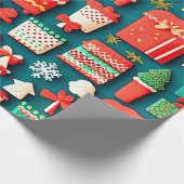 Traditioneel kerst elementen patroon cadeaupapier (Hoek)