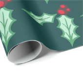 Traditioneel Kerst Holly inpakpapier (Rol Hoek)