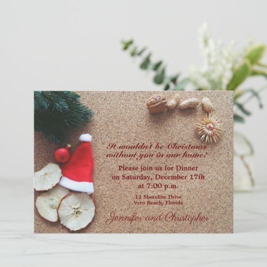 Traditioneel kerstdiner kaart (Staand voorkant)