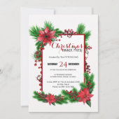 Traditioneel kerstdiner rode poinsettia kaart (Voorkant)