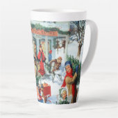 traditioneel kerstinkopen latte mok (Rechterhoek)