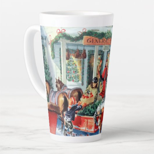 traditioneel kerstinkopen latte mok (Linkerhoek)