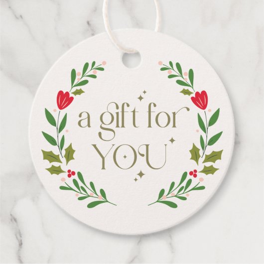 Traditioneel kerstkransgeschenk bedankjes labels (Voorkant)