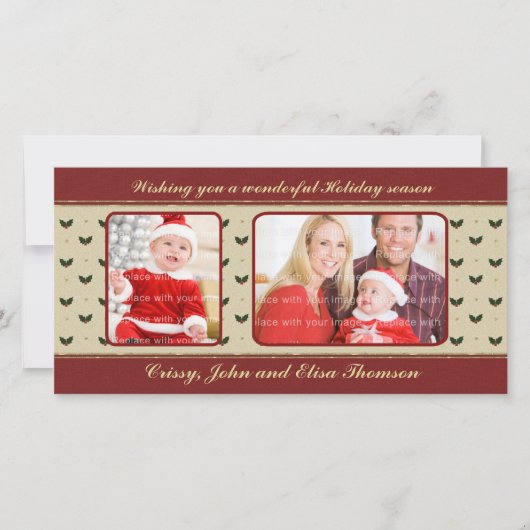 Traditioneel Kerstontwerp Feestdagenkaart (Voorkant)