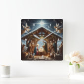 Traditioneel kerststallenspel vierkante klok (Huis)