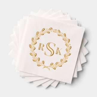 Traditioneel Klassiek Bloemenkrans Monogram Folie Servetten