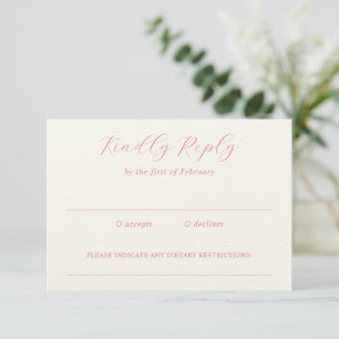 Traditioneel Koraal Roze Elegant Huwelijk RSVP Kaartje