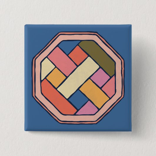 Traditioneel Koreaans patroon Vierkante Button 5,1 Cm (Voorkant)