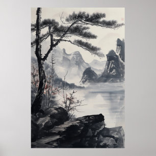 Traditioneel Landschap Inkt Schilderen Poster - Na