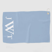 Traditioneel licht blauw en wit monogram golfhanddoek (Horizontaal)