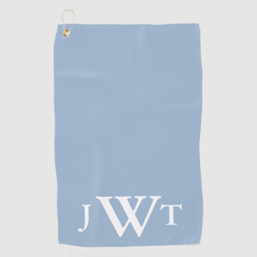 Traditioneel licht blauw en wit monogram golfhanddoek (Voorkant)
