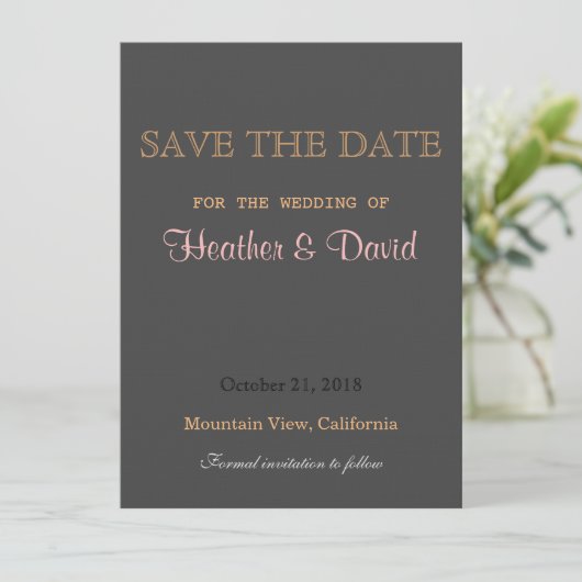 Traditioneel linnen Bewaar de datum bruiloft uitno Save The Date (Staand voorkant)