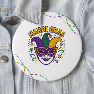 Traditioneel Mardi Gras gekleurd masker Ronde Button 6,0 Cm