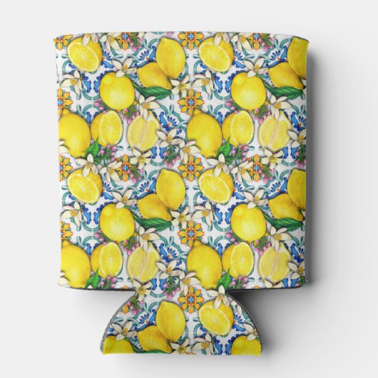 Traditioneel mediterraan patroon met leemons blikjeskoeler (Achterkant)
