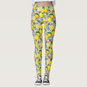 Traditioneel mediterraan patroon met leemons leggings