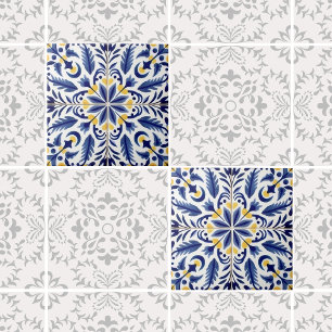 Traditioneel Mexicaans blauw ventilator decoratief Tegeltje