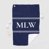Traditioneel Midnight Blue Witte Monogram Beginlet Golfhanddoek (Insitu)