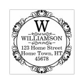 Traditioneel Monogram Cirkeladres retourzending Rubberstempel (Afrduk)