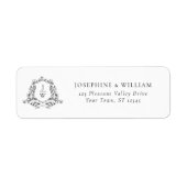 Traditioneel Monogram Crest Wedding Retour Adres Etiket (Voorkant)