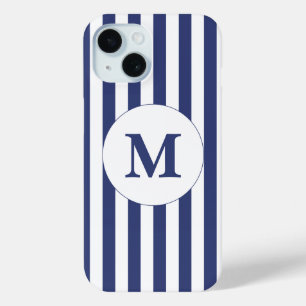 Traditioneel monogram donkerblauw en witte strepen