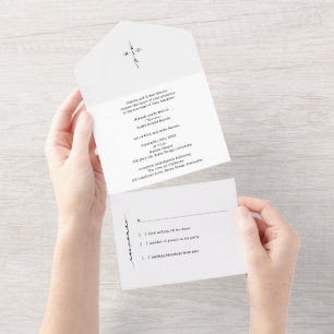 Traditioneel Monogrammed Hand Lettered Chic Cross All In One Uitnodiging