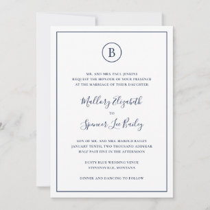 Traditioneel Navy Blauwe Elegante All-in-One Trouw Kaart