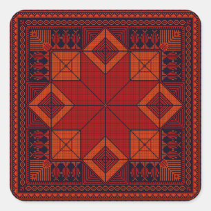 Traditioneel Palestina borduurwerk patroon Vierkante Sticker