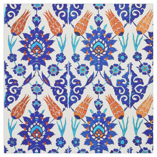 Traditioneel Portugees Azulejo Floral Tile Pattern Stof (Swatch)