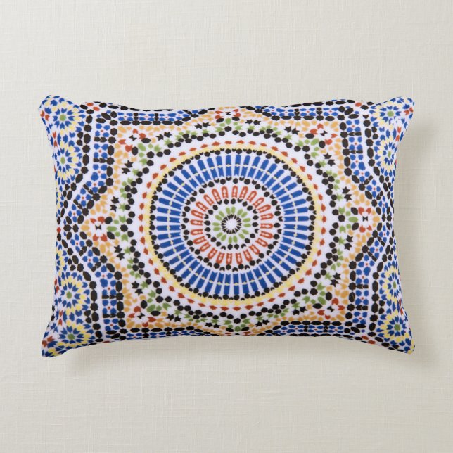 Traditioneel Portugees Azulejo Tegel Pattern Accent Kussen (Voorkant)