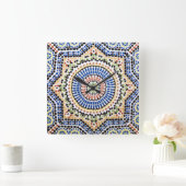 Traditioneel Portugees Azulejo Tile Pattern Vierkante Klok (Huis)