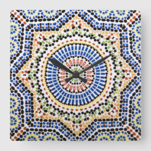 Traditioneel Portugees Azulejo Tile Pattern Vierkante Klok