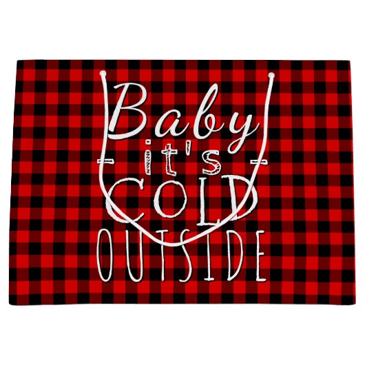 Traditioneel Red Black Country Check Pset Pattern Large Cadeautasje (Voorkant)