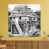 Traditioneel Roemeens oud huis in Transsylvanië Canvas Afdruk (Insitu (Woonkamer))